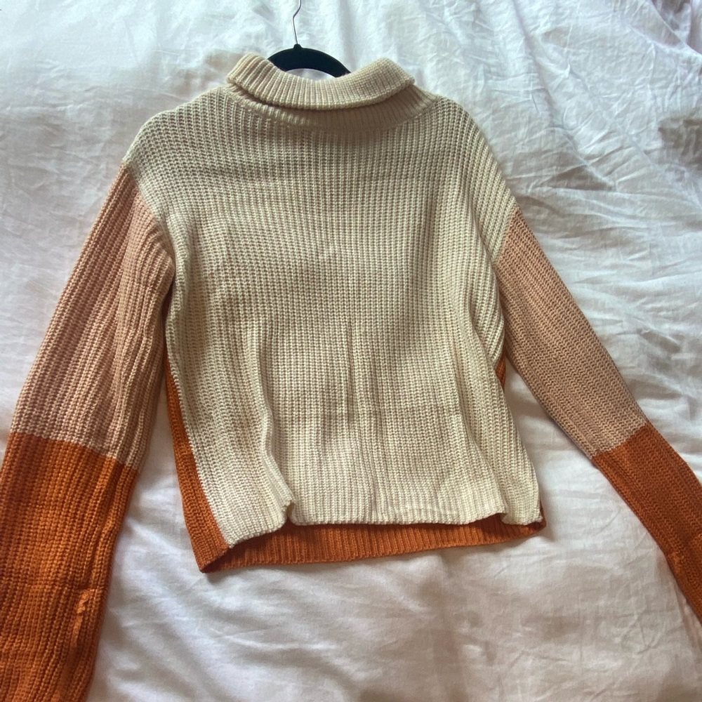 Orange color block sweater